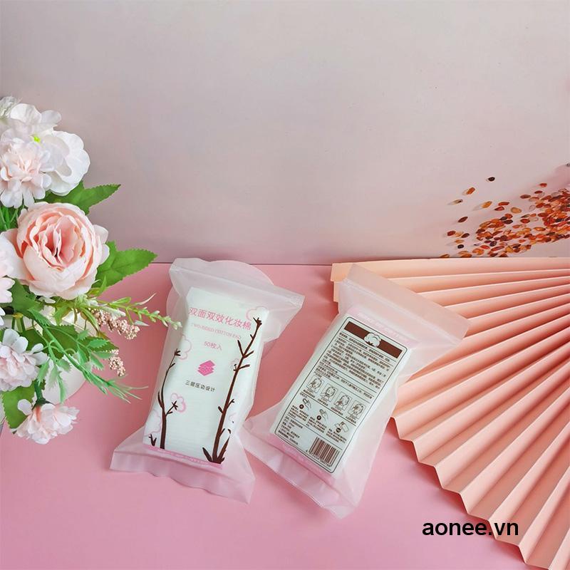 ✨✨Bộ 50 miếng bông tẩy trang 2 mặt hình chữ nhật màu trắng