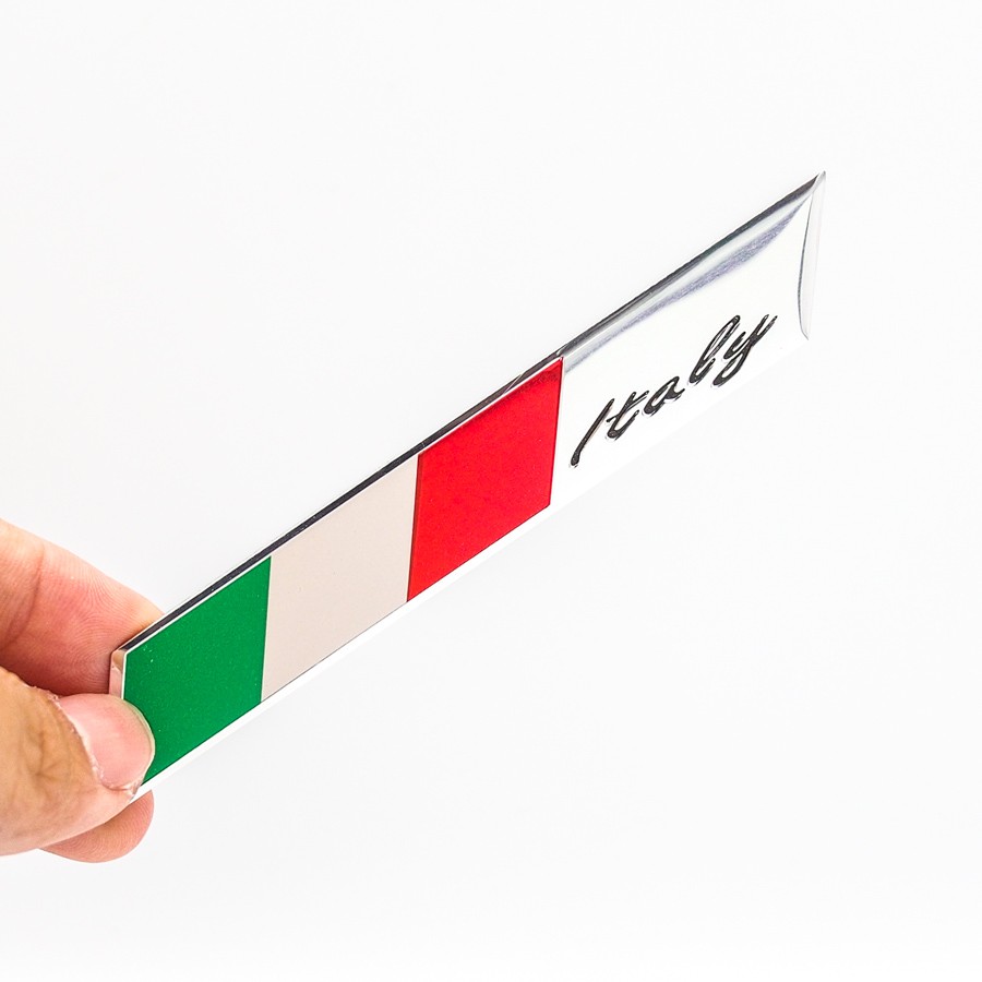 Sticker metal hình dán kim loại Sticker Factory - Chủ đề cờ Ý Italia ngang 10x1.5cm