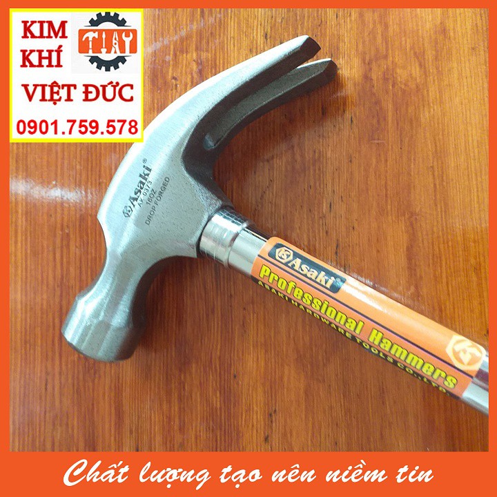 Búa sừng dê, búa nhổ đinh cán thép cứng 8oz/ 227g Asaki AK-9500 – Đầu đóng đinh đầu tròn thép siêu cứng