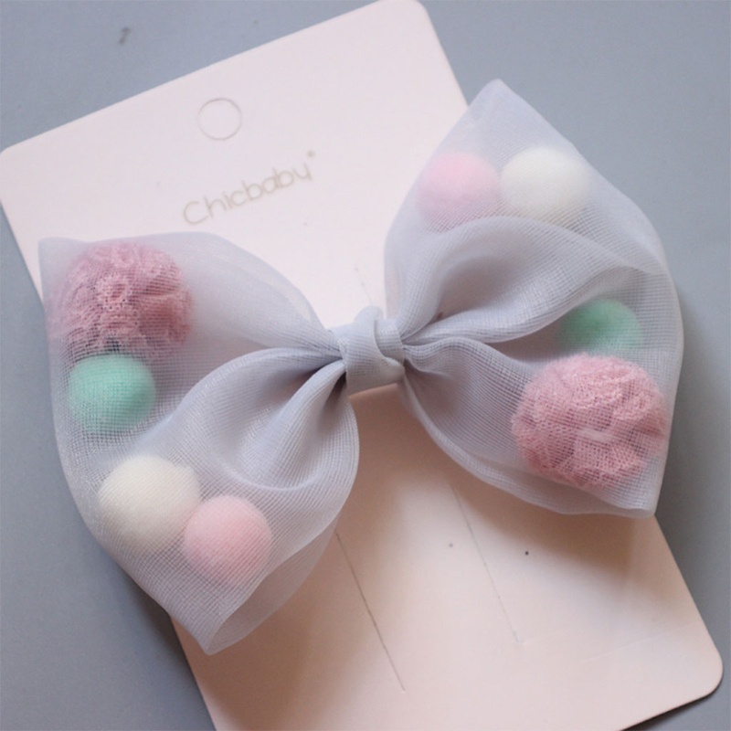 Kẹp Tóc Cá Sấu Phối Ren Lưới Đính Bóng Lông Nhiều Màu Sắc Kiểu Công Chúa Xinh Xắn Cho Bé Gái