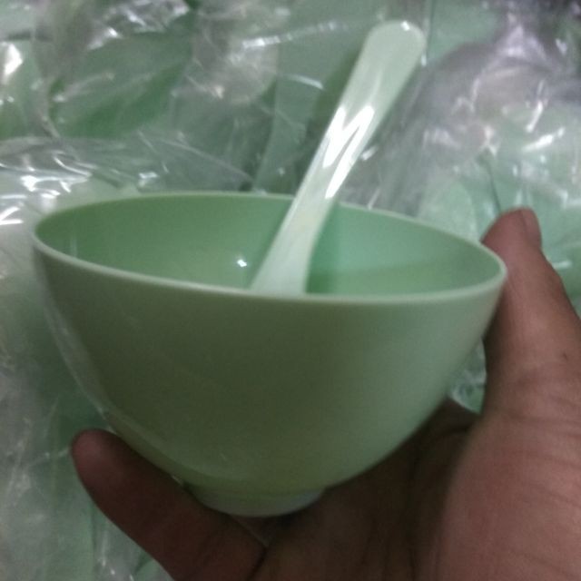 Combo bát+ thìa nhựa đựng mặt nạ dùng trong spa thẫm mỹ viện y tế