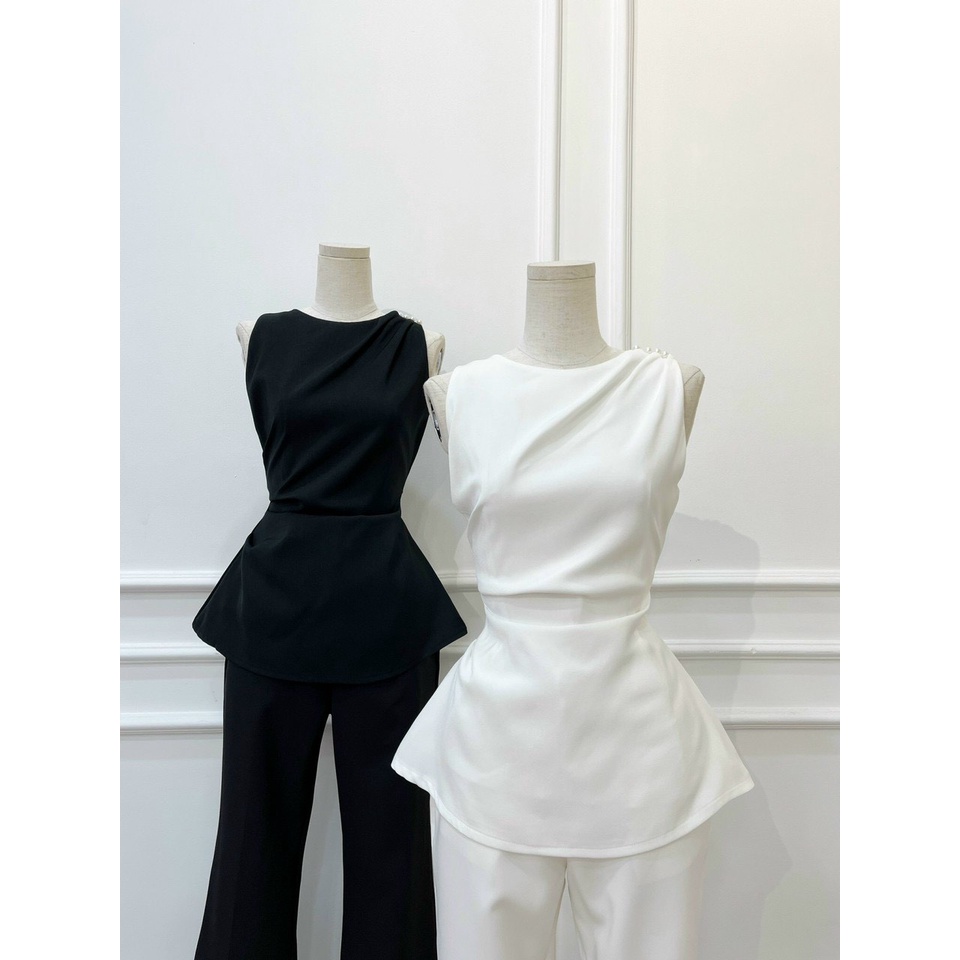 Áo peplum không tay - đính vai, hàng may 2 lớp chuẩn phom size SML