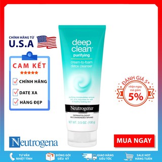Sữa Rửa Mặt NEUTROGENA Deep Clean Purifying Cream to Foam Detox Cleanser ( 100g ) _Xchoice
