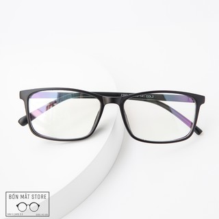 Gọng Kính Cận Nhựa Acetate Form Vuông Basic B392 Đen Trơn-Tặng Khăn Hộp