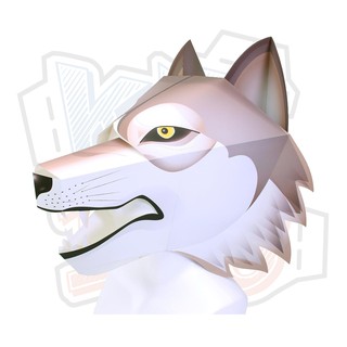 Mô hình giấy động vật Đầu chó sói (Đội lên được)