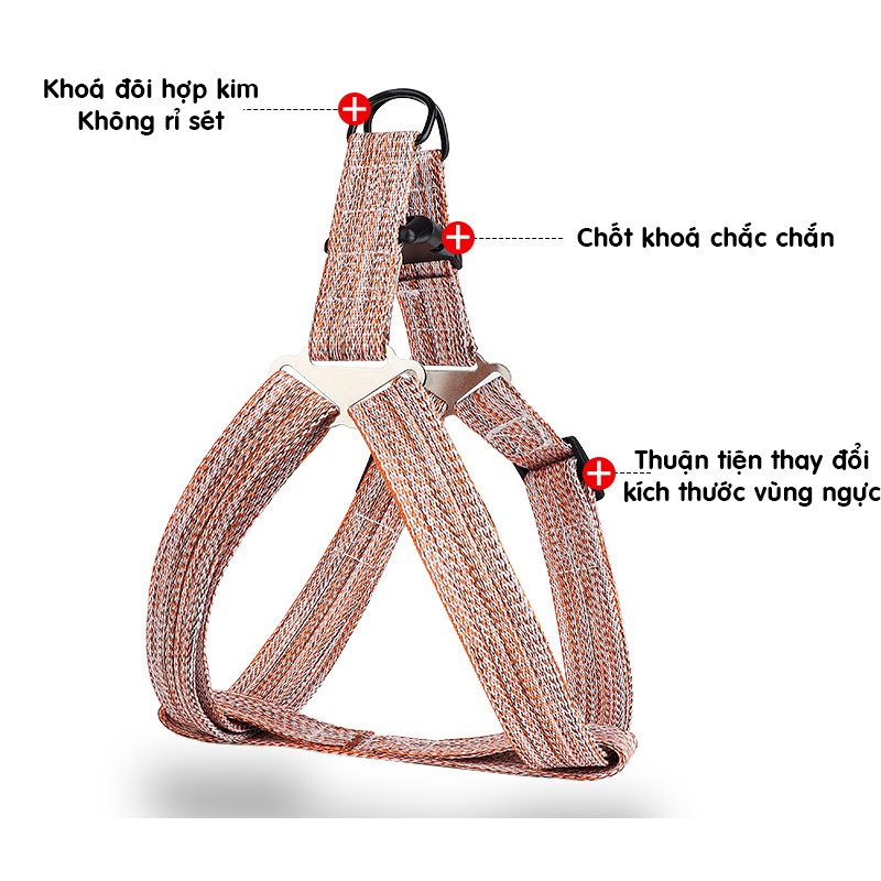 Dây Dắt Dạng Yếm Cho Chó Mèo Có Đệm Tay Cầm Dày Dặn, 2 Lớp, Yếm Vải Cao Cấp Siêu Chắc Bền Đẹp Nhiều Màu