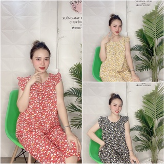 Đồ lụa lửng mặc nhà họa tiết hoa xinh có size 40-75kg - lua37