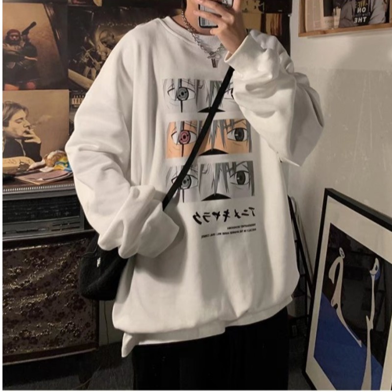 Áo Sweater Tay Dài Cổ Tròn Dáng Rộng In Họa Tiết Anime Phong Cách Hip hop Thời Trang Cho Nam Giới Size M-8XL