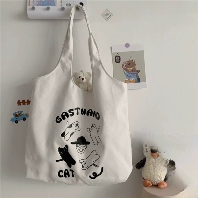 Túi Tote Vải Canvas Đeo Vai Hàn Quốc Gastnaad