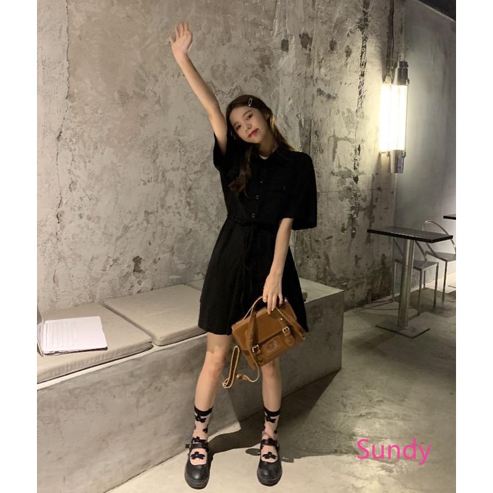 Đầm Chữ A Cổ Polo Phối Dây Rút Thời Trang Mùa Hè Dành Cho Nữ Có Size Lớn