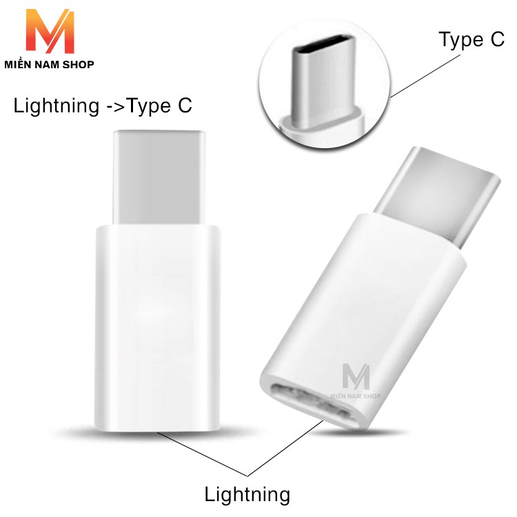 Combo 2 đầu chuyển đổi từ Lightning sang Type C