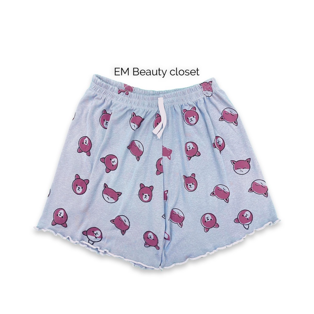 Quần đùi thun nữ mặc ngủ pyjama cotton Thái mát mềm, thoáng mồ hôi size chun rộng rãi 45-60kg