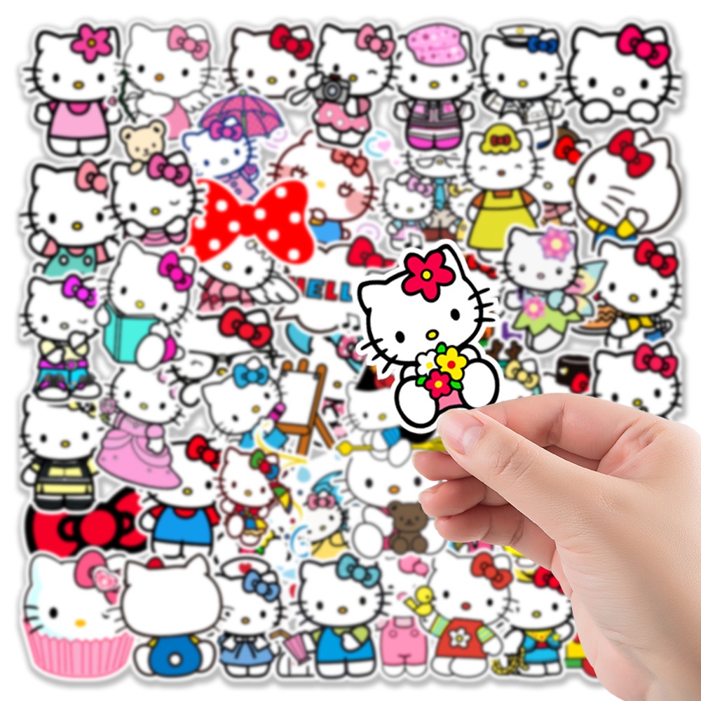 [ 50 hình] Sticker Cute Trang Trí Mũ Bảo Hiểm Nhãn Dán Chống Thấm Nước Sticker Hoạt Hình animal Dán Laptop mẫu mèo Kitty