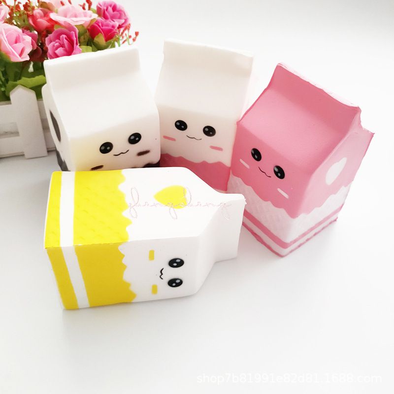 【Ready Stock！！！】Squishy PU Simulation Expression Milk Carton Children'S Decompression Toy Gift