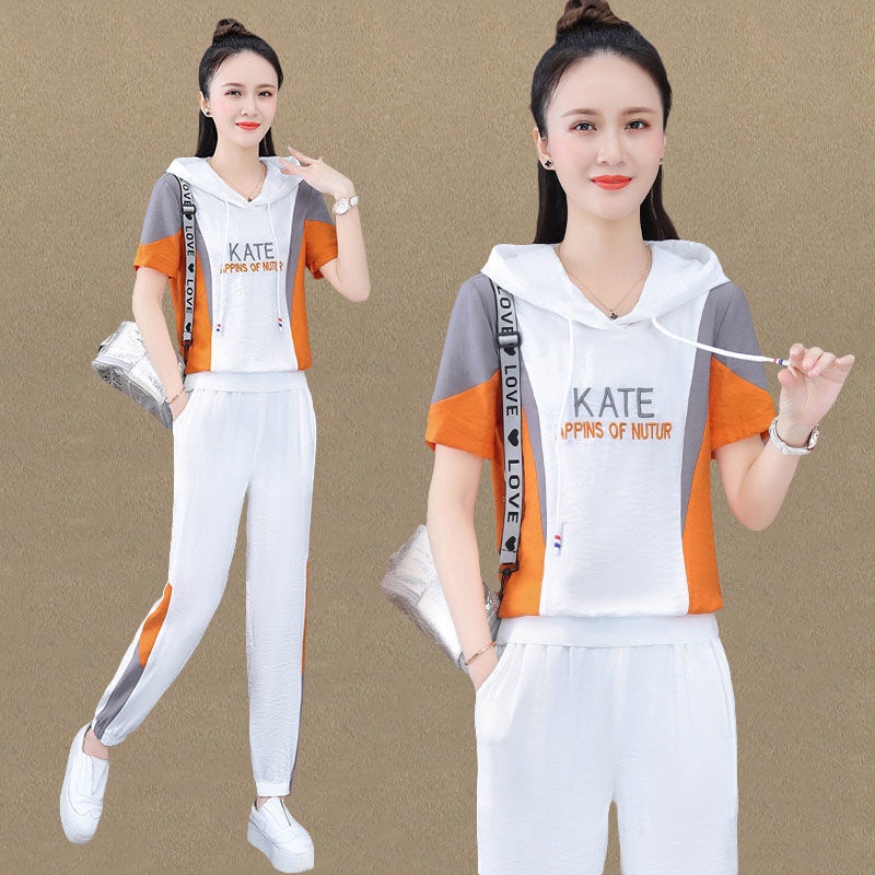 Bộ Áo Hoodie Phối Quần Dài Ôm Dáng Phong Cách Phương Tây Thời Trang Mùa Hè Cho Nữ