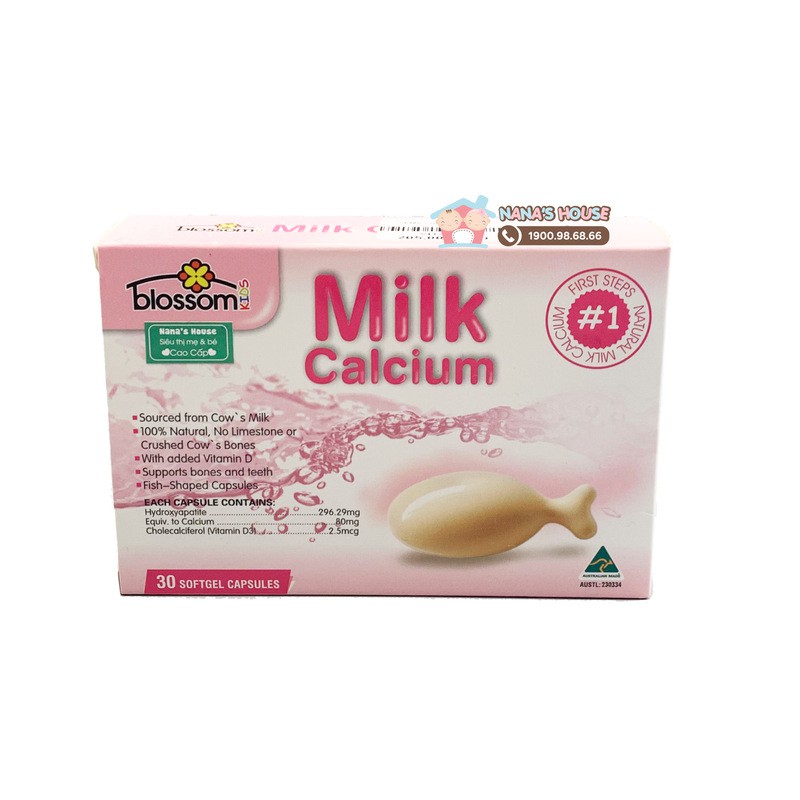 Canxi sữa Milk Calcium Blossom Úc – 30 viên (Từ 1 tuổi)