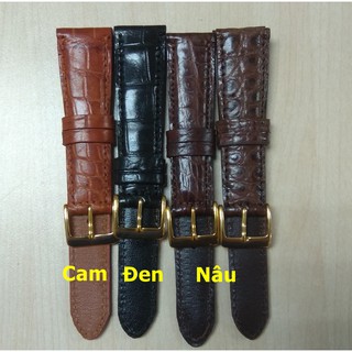 Dây đồng hồ da cá sấu thật kèm khoá