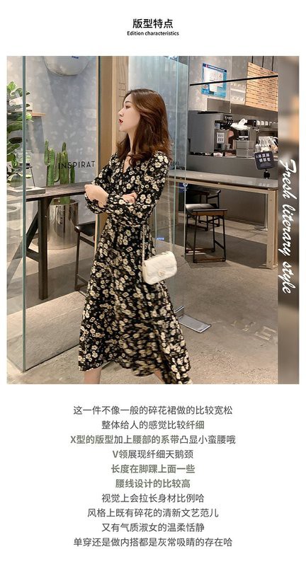 Đầm lụa cổ chữ v chiết eo họa tiết hoa trẻ trung xinh xắn | BigBuy360 - bigbuy360.vn