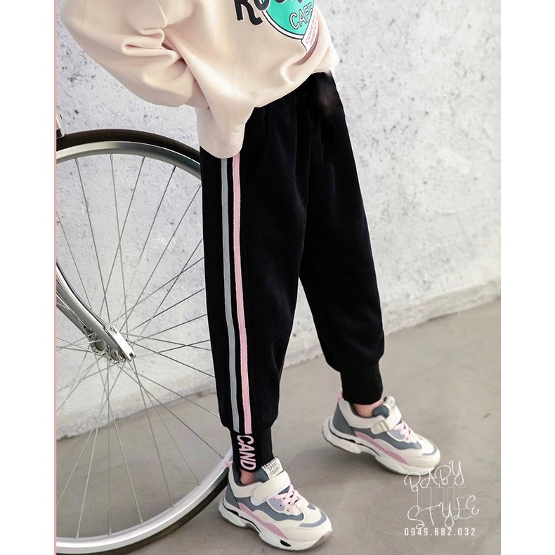 Quần thể thao Nỉ da cá 2 line &quot;CAND&quot; 14-45kg cho bé gái 4-15 tuổi. Form chuẩn, Chất dày dặn. G36