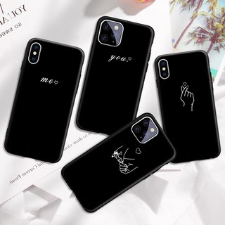Ốp điện thoại cứng màu đen hình cặp đôi cho phone 6 7 8 plus xr 11 pro xs max - a371