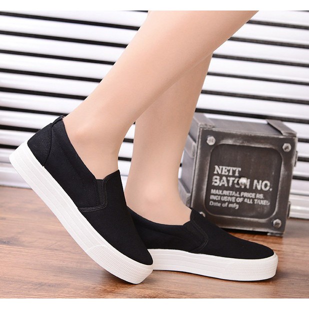 [SIÊU ÊM CHÂN] Giày slip on vải trơn đế bánh mì S336 vải thô mềm, thoáng mát, đế cao su dẻo đàn hồi tốt