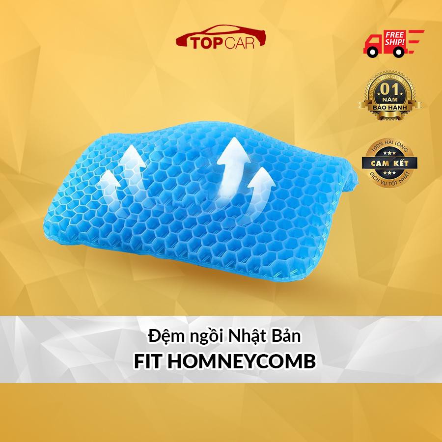 ⚡️MADE IN JAPAN⚡️FIT HOMNEYCOMB - Đệm Ngồi Gel lưới 3D Thoáng Khí Tuần Hoàn Máu, Tiện Lợi - Chống Đau Mỏi Lưng