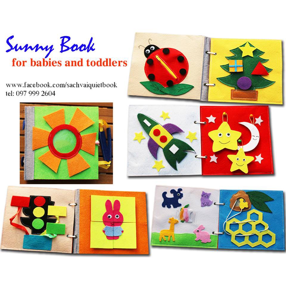Sách vải quietbook / "Sunny Book" cho bé 0 - 6 tuổi