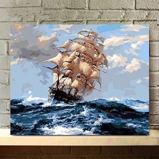 Tranh sơn dầu tự tô Dậy Sóng KT50*40