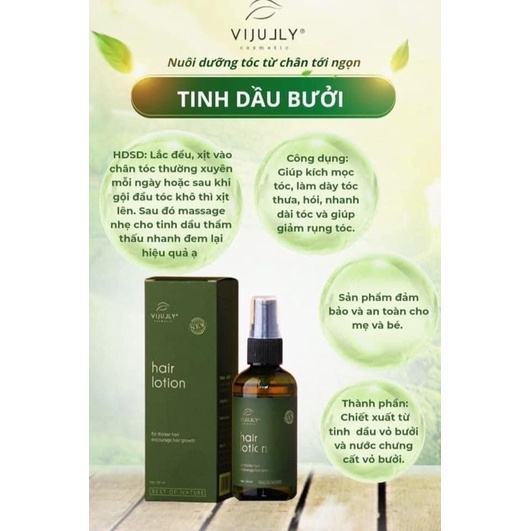 Xịt tóc bưởi vijully 120ml giúp làm dày tóc và giúp tóc giảm gãy rụng , mọc tóc con , bồng bềnh , lucicosmetic