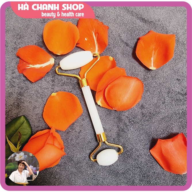 Dụng Cụ Làm Đẹp Con Lăn Mát Xa Mặt Bằng Đá 2 Đầu Màu Trắng Bạch Ngọc Đẹp Giúp Căng Da Giảm Mỡ Loại Bỏ Nếp Nhăn