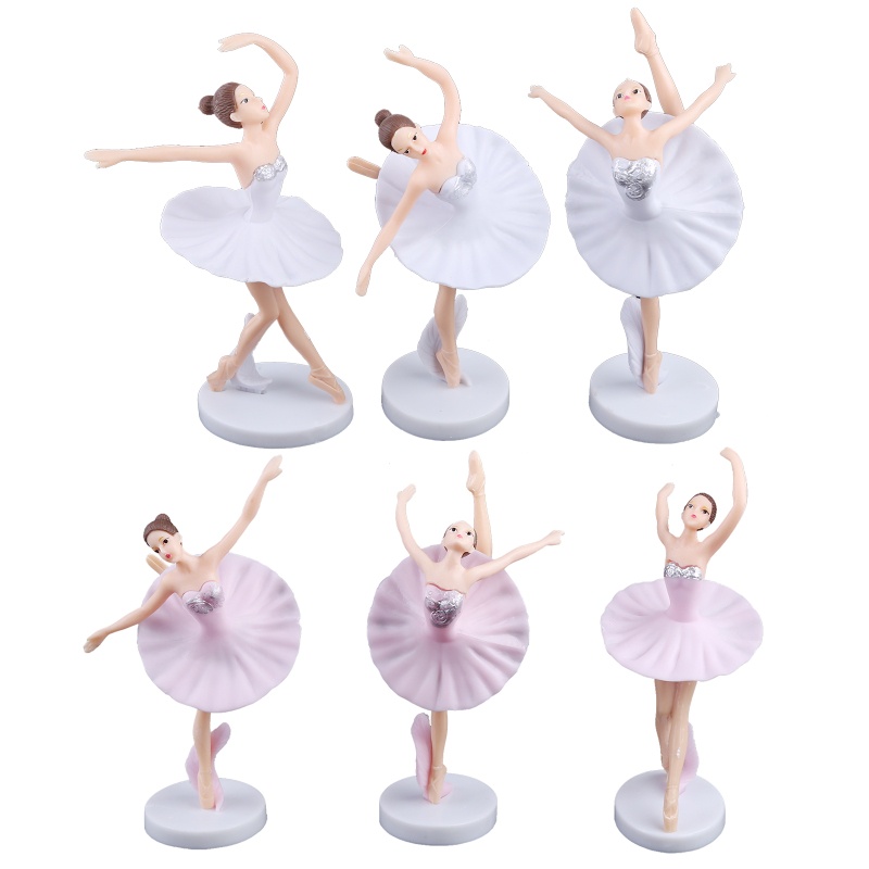 Set 6 Phụ Kiện Trang Trí Bánh Kem Hình Cô Gái Múa Ba Lê Xinh Xắn