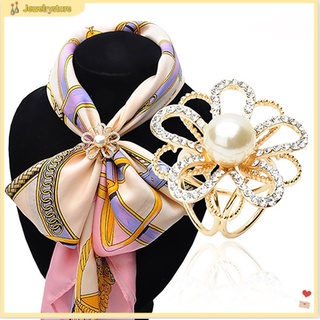(jewelrystore) Phụ kiện giữ khăn choàng hình hoa đính rhinestone thời trang