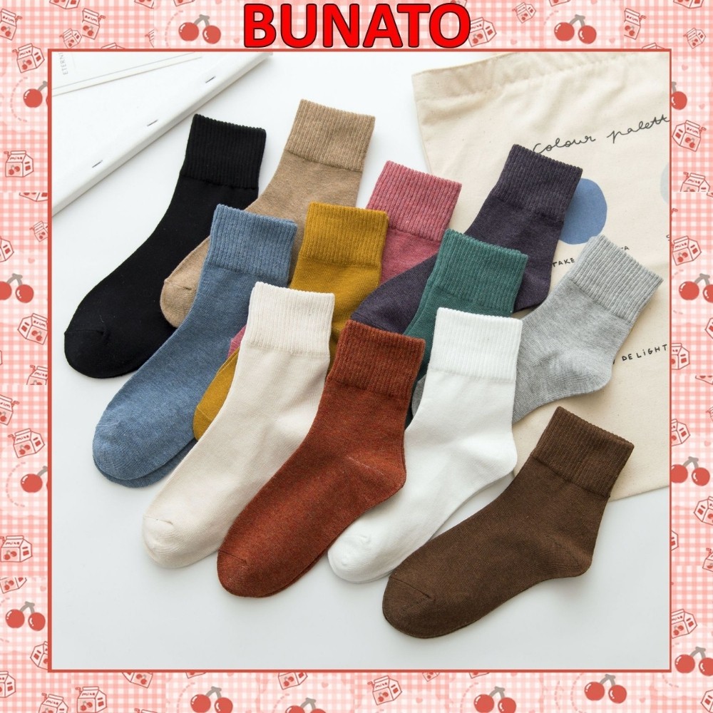 Tất cổ cao Bunato chất len trơn dày dặn phong cách vintage TN125
