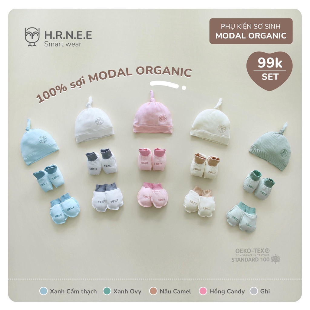 Set Phụ Kiện Sơ Sinh Modal Organic Hrnee