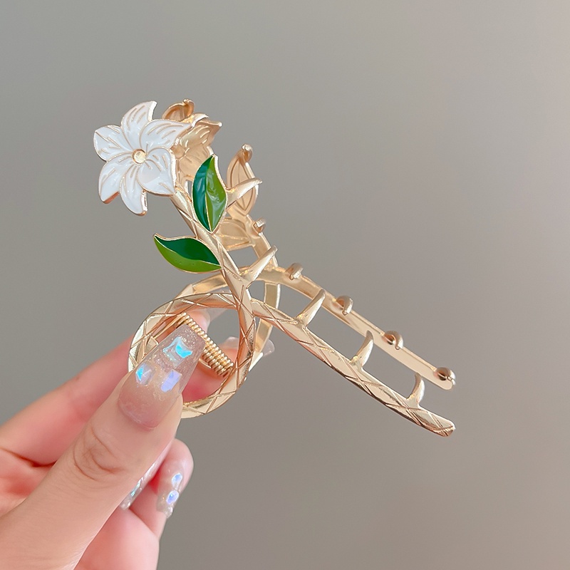 Kẹp Tóc Kim Loại Hình Bông Hoa Màu Trắng Dành Cho Nữ