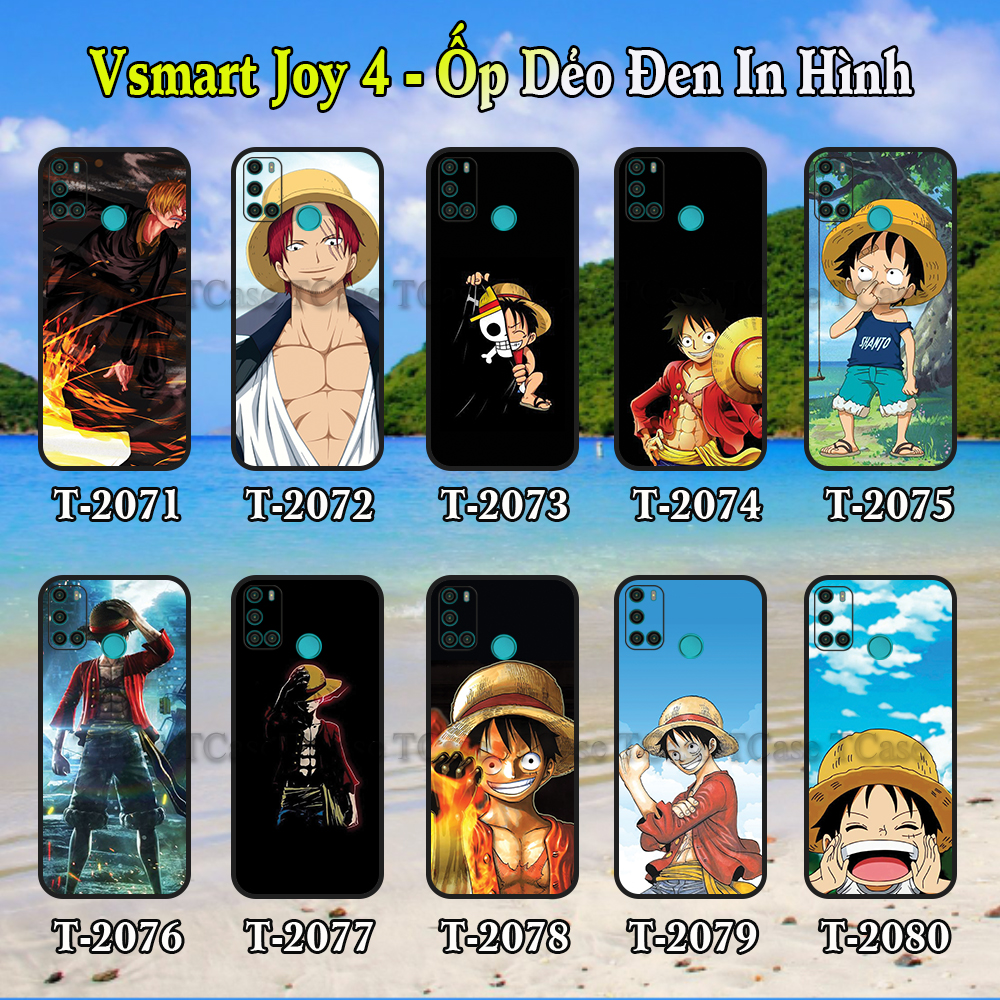 Ốp lưng Vsmart Joy 4 dẻo đen in hình One Piece