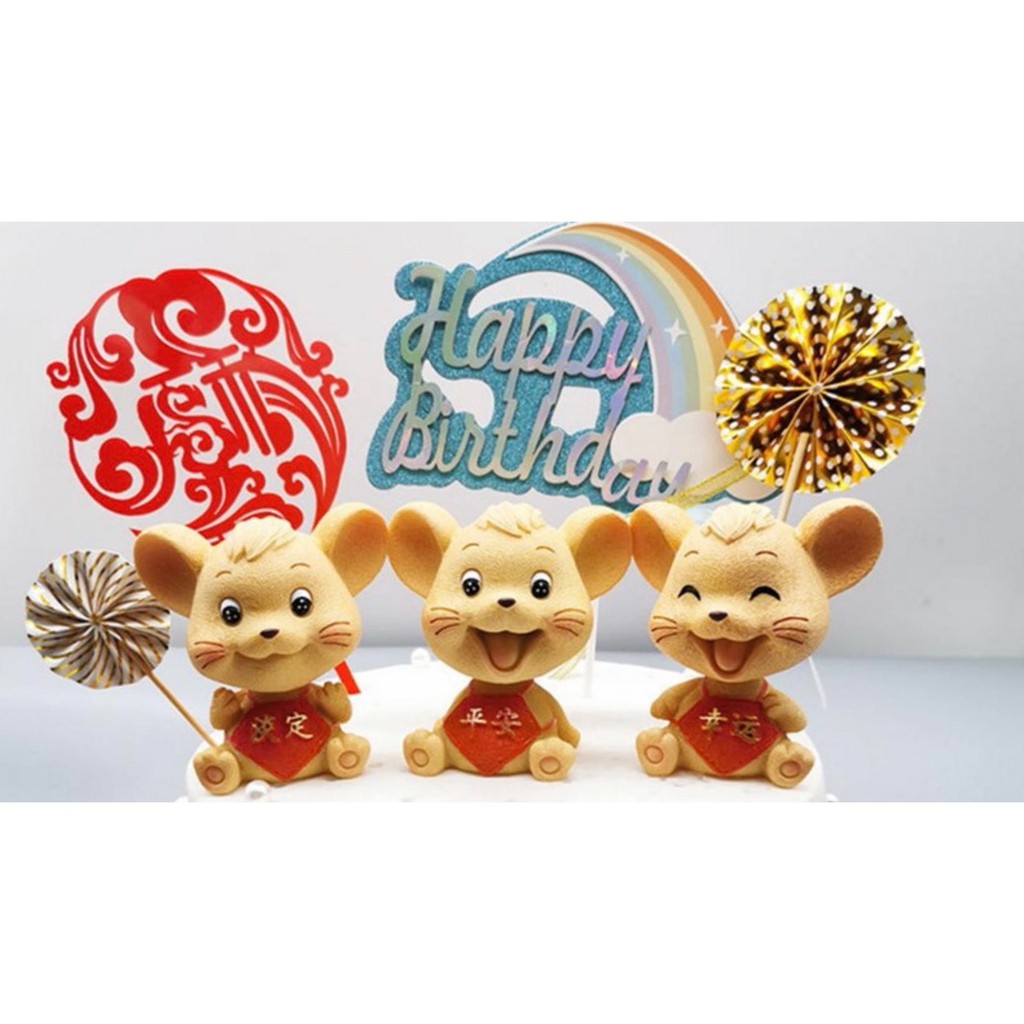 chuột vàng trang trí bánh kem