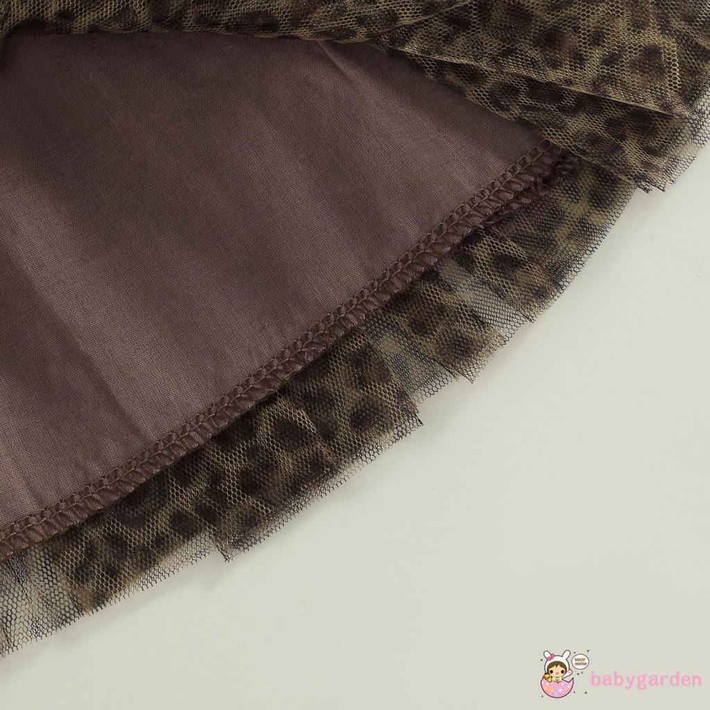 Set Đồ 3 Món Gồm Áo Liền Quần Tay Dài Dệt Kim Màu Trơn + Chân Váy Lưới + Băng Đô Họa Tiết Da Báo Dành Cho Bé Gái 0-18 Tháng Tuổi