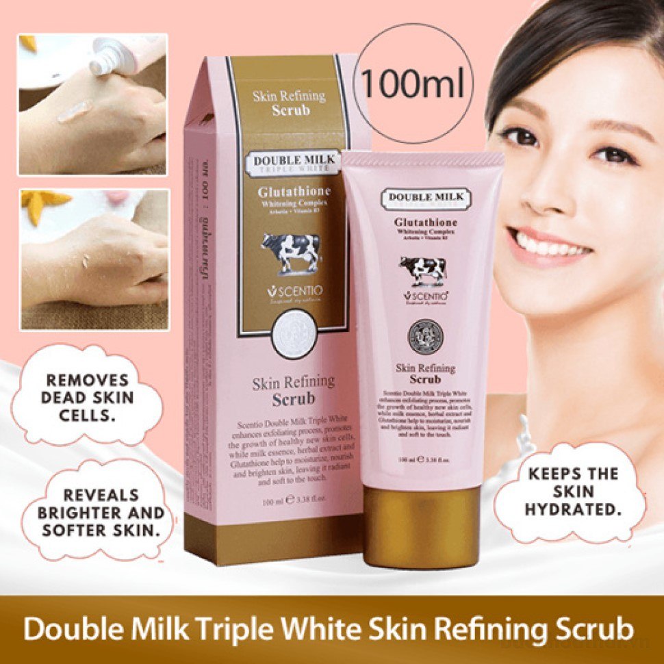 Scentio Double Milk Triple White Skin Refining Scrub tẩɏ tế bào chết cho da mặt và body