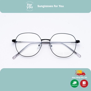 Gọng kính cận kim loại cho mặt tròn 4U, mắt vuông chống bụi hoặc lắp cận, màu vàng hồng và bạc – 6855