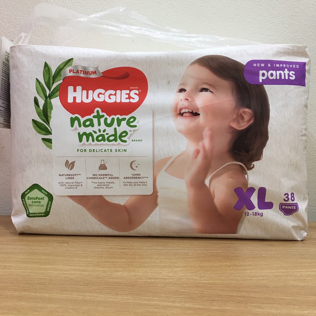 Tã quần Huggies Platinum nature XL38 dành cho bé 12-18kg