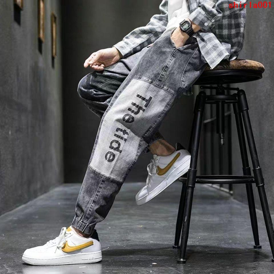 Quần Jean Ống Rộng Lưng Thun Size Lớn Thoải Mái Phong Cách Đường Phố Cổ Điển Cho Nam