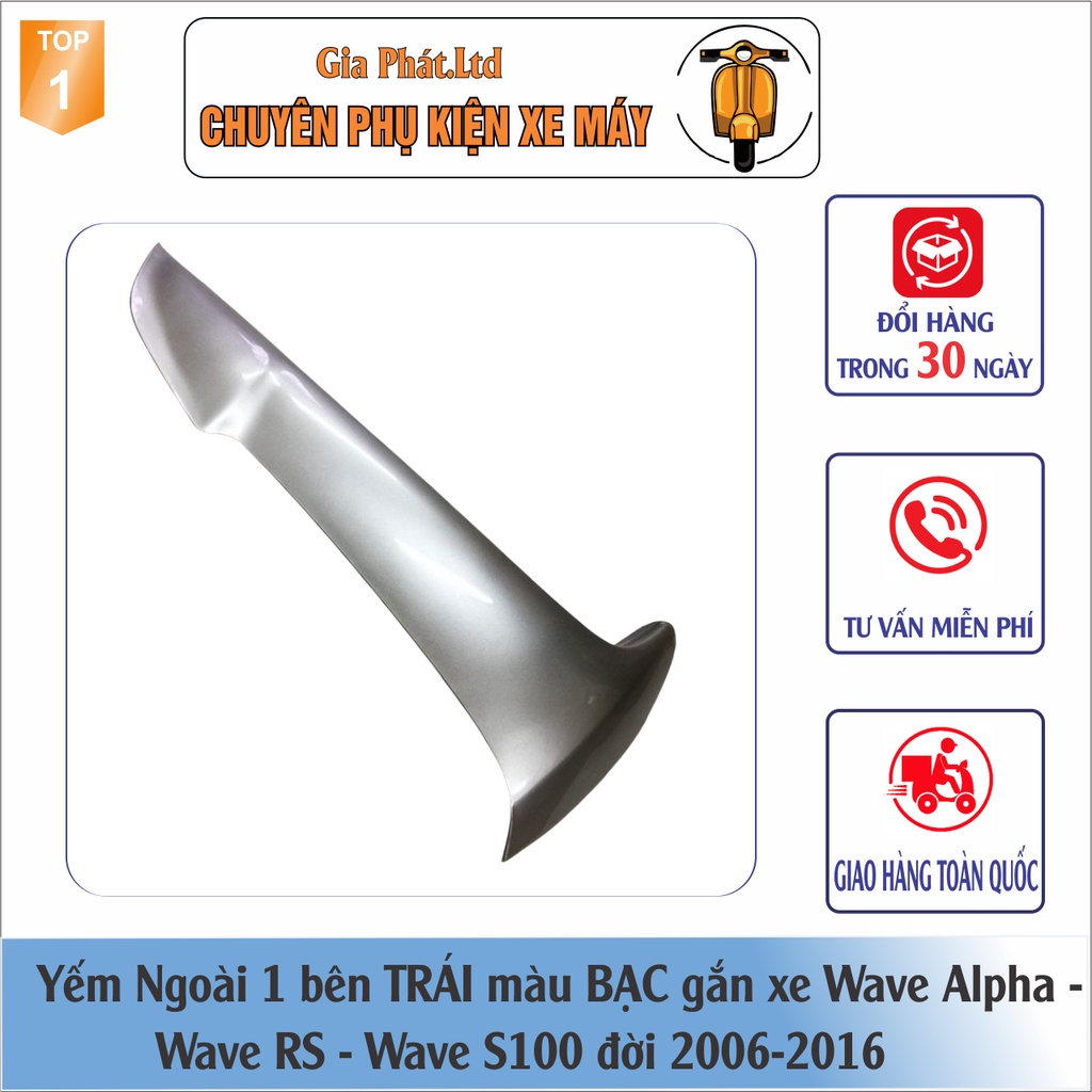 Yếm ngoài 2 BÊN nhựa ABS BỀN ĐẸP cao cấp gắn xe máy Wave Anpha, wave S100, wave RS mới đời 2006-2016 - màu BẠC