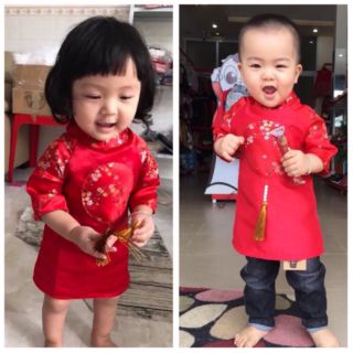 Áo dài gấm ngọc cho bé