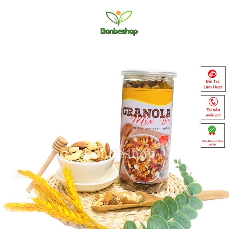 Hũ 500Gr Ngũ Cốc Granola Ăn Kiêng Siêu Hạt, Thơm, Giòn, Bổ Dưỡng