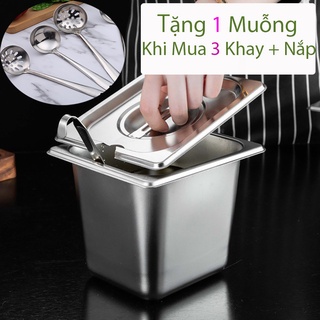 Khay Inox Đựng Thạch Topping Đựng Thực Phẩm Vuông GN 1/6