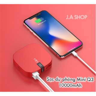 Pin Sạc Dự Phòng Mini Q3 Sạc Siêu Nhanh, Nhỏ Gọn Tiện Dụng, Dung Lượng 10000mAh Power Bank (Bảo hành 1 đổi 1)