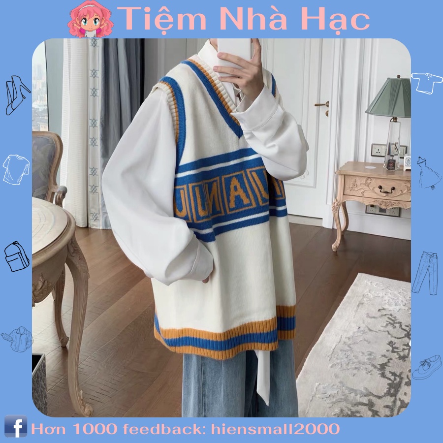 ÁO GILE LEN UNISEX TRẮNG ĐEN PHONG CÁCH HÀN QUỐC SIZE M-2XL