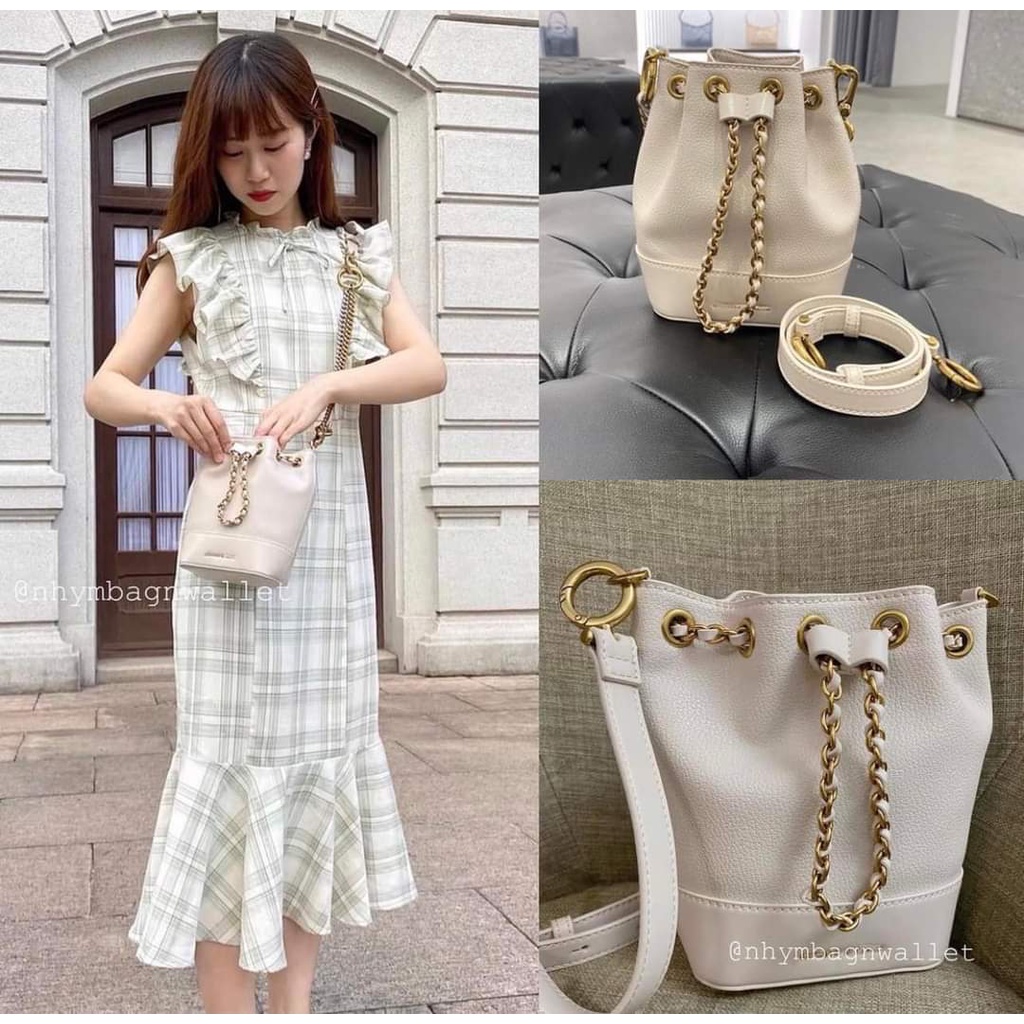 Túi CNK Dây Rút Chất Dạ Tweed Trẻ Trung Fulltag - Túi Vải Hãng - Mã Check Code