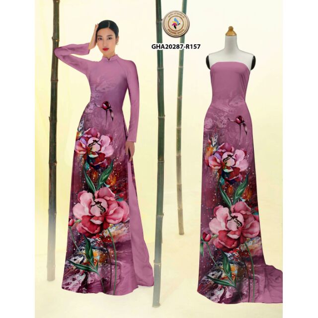Vải áo dài hoa hồng